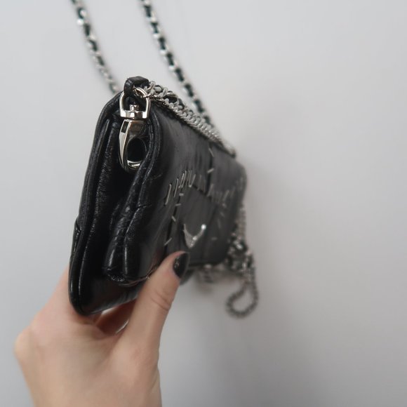 Zadig & Voltaire Black Crossbody Bag with Chain Strap and Edgy Design - Picture 9 of 10